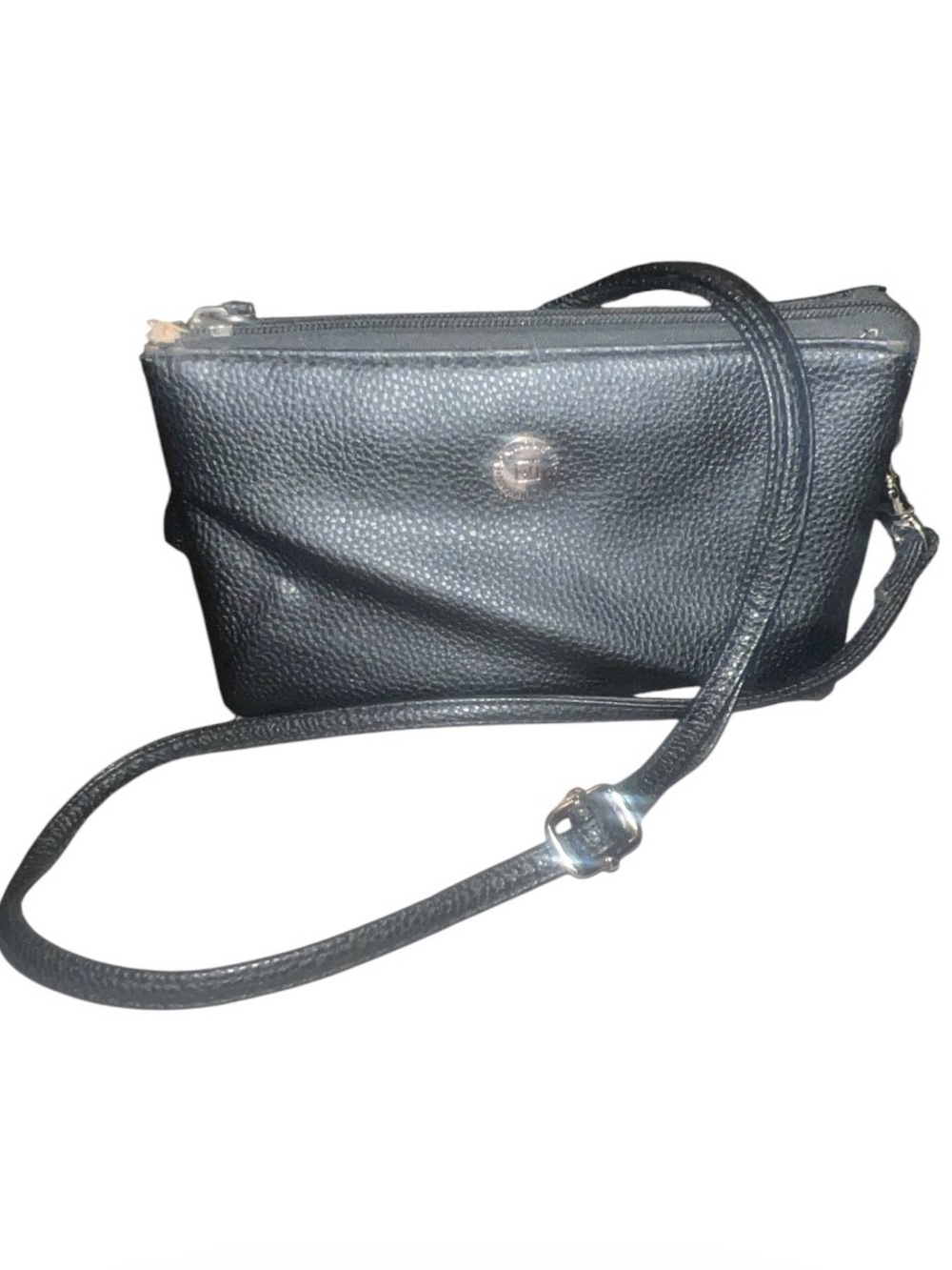 Stone Mountain Trifecta Black Pebbled Crossbody Bag Double